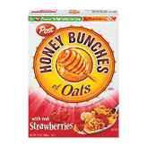 Post Honey Bunches of Oats crispy flakes, crunchy oats & a touch of honey with real strawberries cereal Full-Size Picture